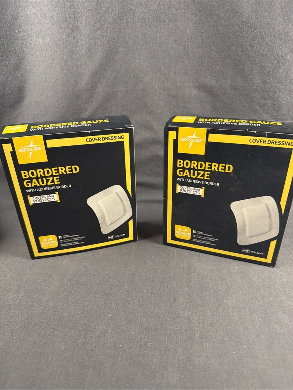 Medline Bordered Gauze 4" x 4" (2.5" x 2.5" pad) - 2 Boxes, 15 per Box